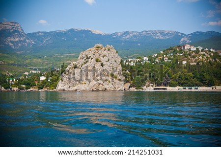 The Crimean landscape. Gursuf city, Black Sea, rocks. Russia.