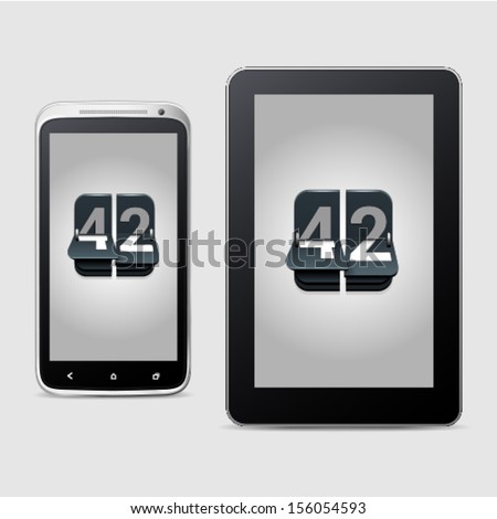 Phone and tablet with counter icons