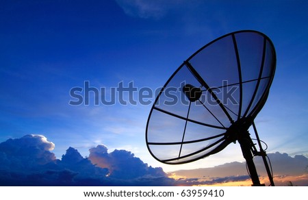 Satellite TV with sunset sky