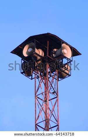Speaker on high tower and clear sky