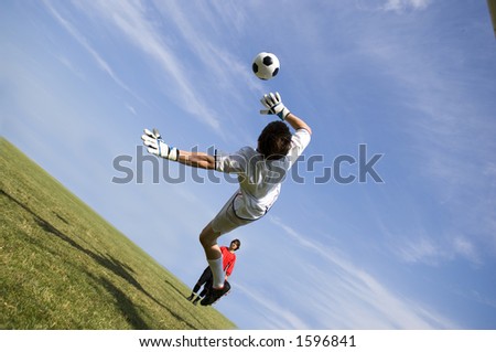 Soccer Football Goalie making diving save
