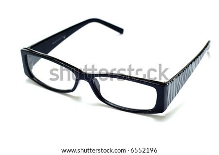 Black Plastic Frame Glasses With Zebra Striping On Side On White ...