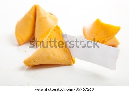 Chinese fortune cookies with one blank fortune - copy space