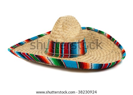 A Colorful Mexican Sombrero On A White Background With Copy Space Stock ...