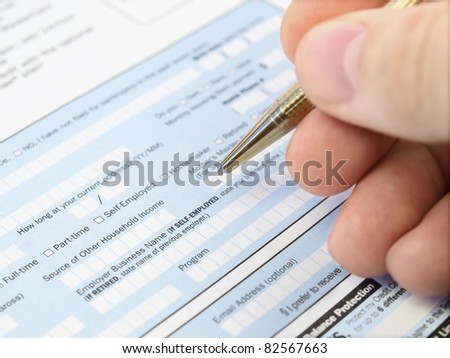 Man Filling Out Application Form Stock Photo 82567663 : Shutterstock