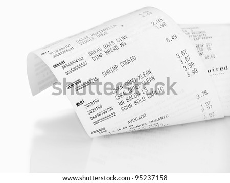 Closeup Of Grocery Shopping Receipt Stock Photo 95237158 : Shutterstock