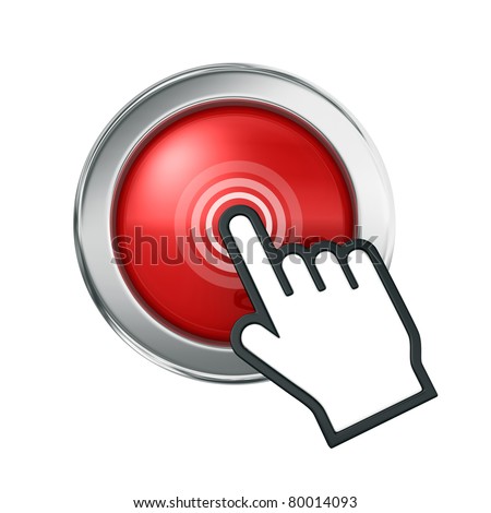 Hand Icon Over Red Button Stock Photo 80014093 : Shutterstock