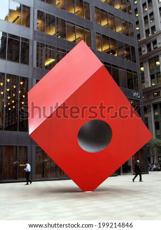 Financial District of New York City - Red Cube by Isamu Noguchi New York, USA  May 20th, 2013