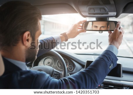 Similar – Foto Bild Alles im Spiegel Blick. Blauer Himmel, ein Teil von einem Haus mit Fenster.