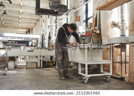 Similar – Image, Stock Photo Instrument maker working with hair for bow