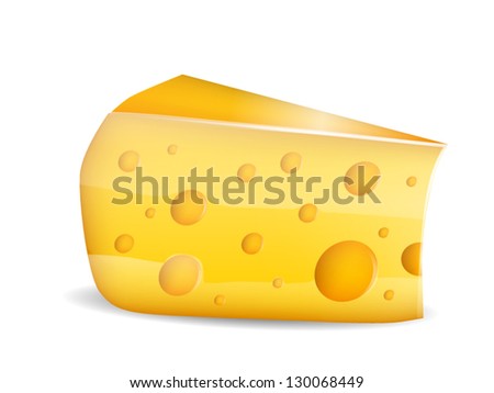 Illustration of realistic slice of cheese