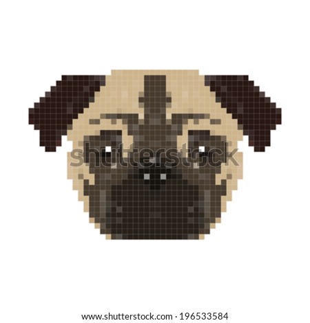 Illustration Of Pixel Art French Bulldog Isolated On White Background ...