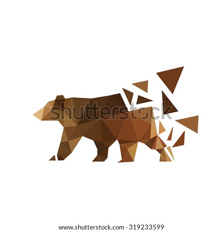 Illustration of origami bear isolated on white background