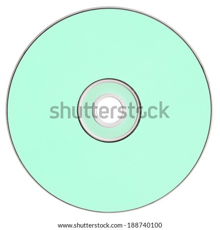 Green CD or DVD for music data video recording isolated over white background