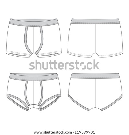 Front And Back Views Of Men'S Underwear Stock Vector Illustration ...