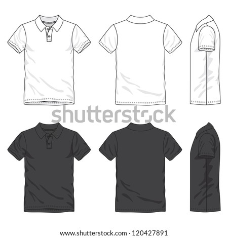 Front, back and side views of blank polo shirt