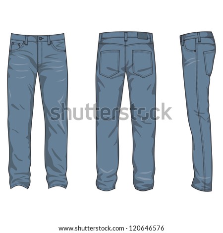 Front, Back And Side Views Of Men'S Jeans Stock Vector Illustration ...