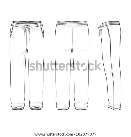 Blank Men'S Sweatpants In Front, Back And Side Views. Vector ...