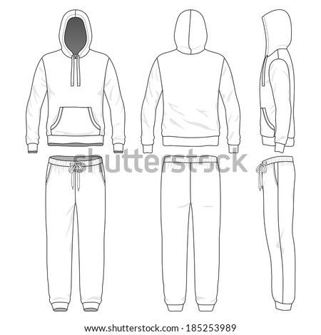 Blank Men'S Sweat Suit In Front, Back And Side Views. Vector ...