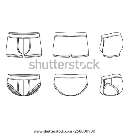 Men'S Underwear In Front, Back And Side Views. Blank Templates Of ...