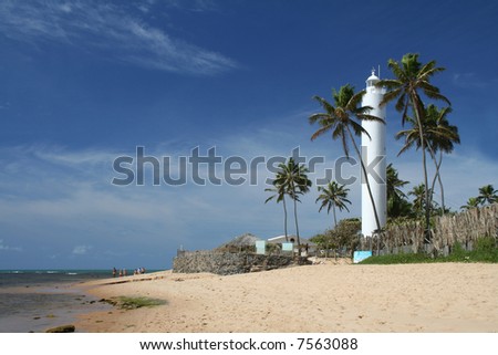 The white lighthouse at Praia do Forte, Bahia, Brazil
