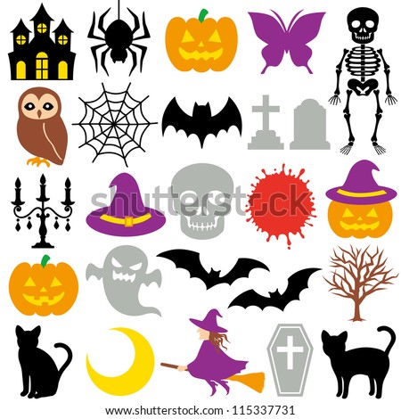 Halloween Icons Stock Vector Illustration 115337731 : Shutterstock