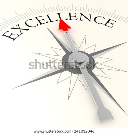 Excellence compass image with hi-res rendered artwork that could be used for any graphic design.