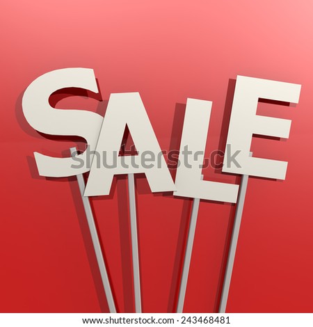 Sale word on red background image with hi-res rendered artwork that could be used for any graphic design.