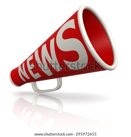 Red news megaphone image with hi-res rendered artwork that could be used for any graphic design.