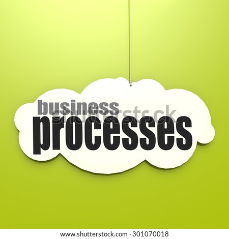 White cloud with business processes image with hi-res rendered artwork that could be used for any graphic design.