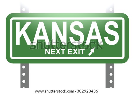 Kansas green sign board isolated image with hi-res rendered artwork that could be used for any graphic design.