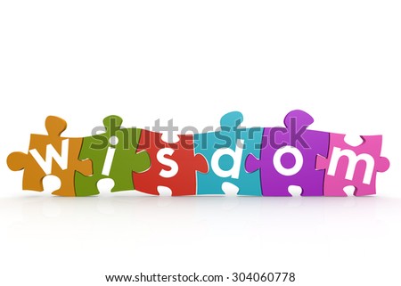 Colorful puzzle with wisdom word image with hi-res rendered artwork that could be used for any graphic design.