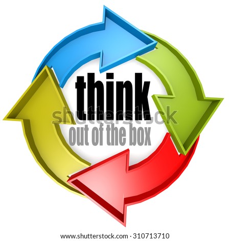 Think out of the box color cycle sign image with hi-res rendered artwork that could be used for any graphic design.