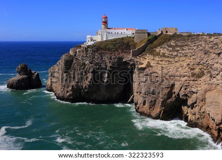 Portugal Algarve Region Sagres Lighthouse at Cape Saint Vincent - \
