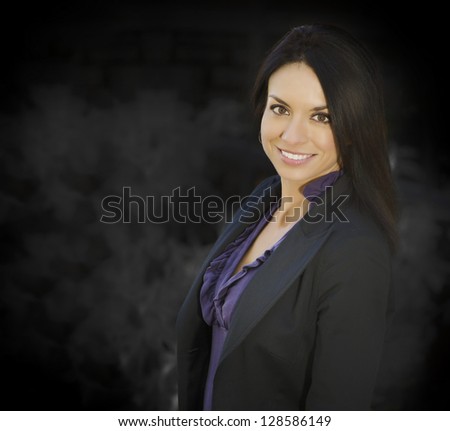 Smiling friendly beautiful woman in jacket