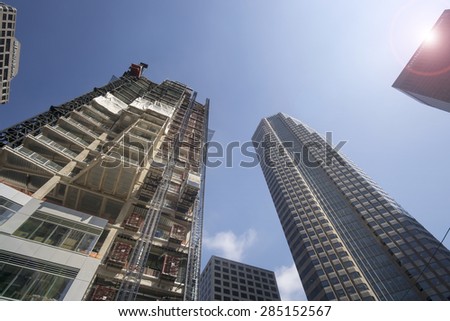 LOS ANGELES,CA, JUNE 2, 1015  Booming construction in downtown LA includes the New Landmark Tower, Wilshire Grand, set to become LA's Tallest skyscraper.
