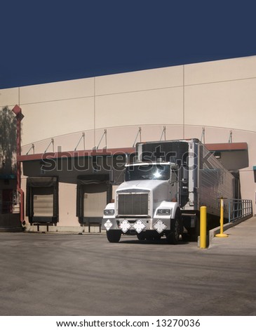 Freight Truck at loading bay with copy space