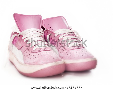 Pink ladies women's sport fashion sneaker trainer shoe soft focus.