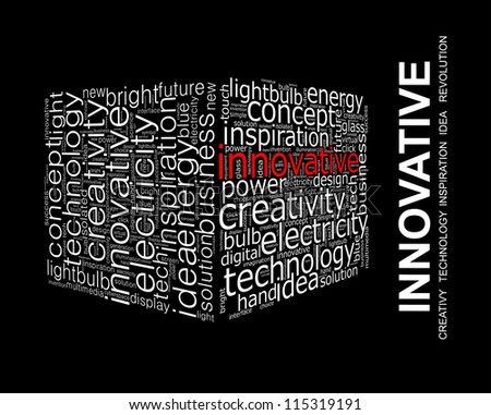 INNOVATIVE. Word collage on black background