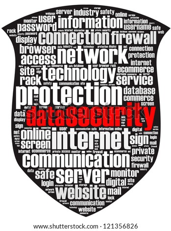 Data Security info-text graphics and arrangement concept (word cloud)