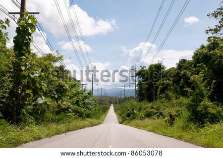 Road and electric lien at Northern, Thailand.