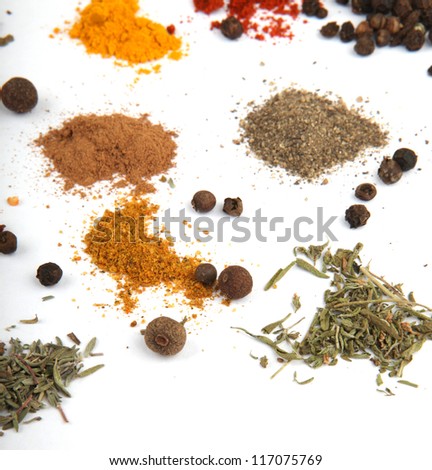 spices collection isolated on white background