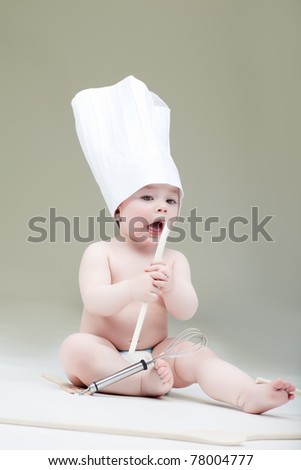 adorable baby cooking experimanting food cap