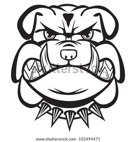 Angry Bulldog Head Black And White Stock Vector Illustration 102494471 ...