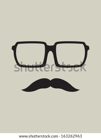 Hipster template. Nerd glasses and mustaches