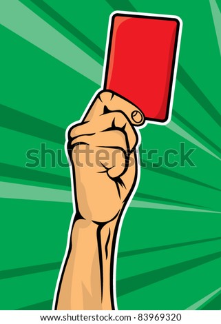 Soccer referee hand with red card (football judge hand with red card)