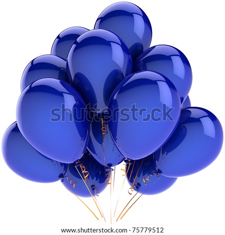 Balloons Party Blue Happy Birthday New Years Eve Merry Christmas ...