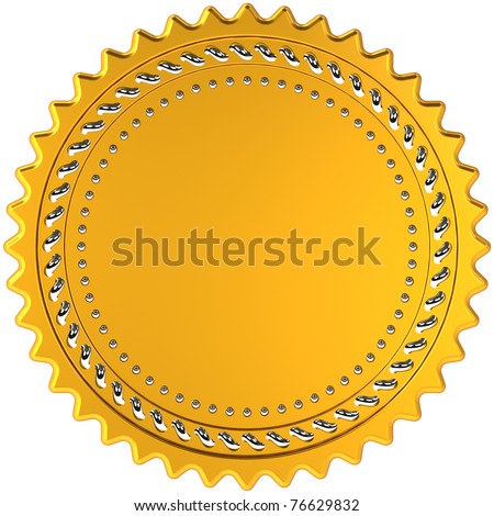 Award Medal Seal Golden Blank With Silver Details. Beautiful Luxury ...