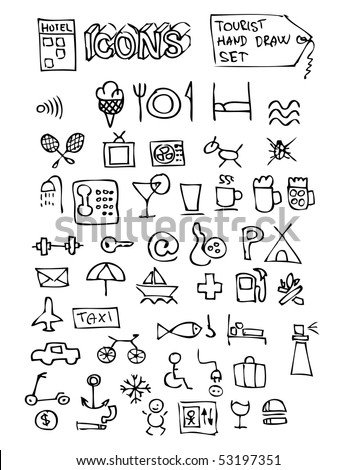 Hotel Hand Drawn Symbols Set Stock Vector 53197351 : Shutterstock