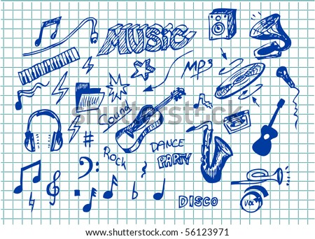 Collection Of Hand Draw Music Symbols Stock Vector Illustration ...